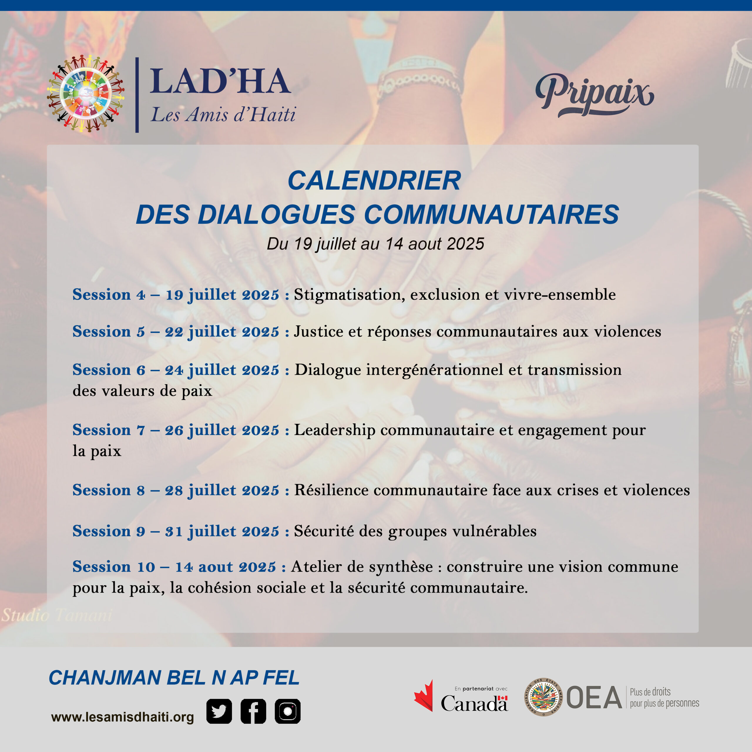 PRIPAIX : Invitez-vous au cœur du changement ! Participez aux ateliers de dialogue communautaire pour la paix et la cohésion sociale